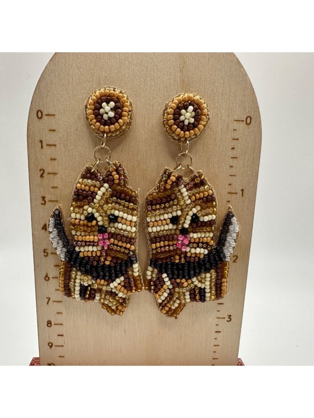 Yorkshire Terrier Yorkie Dog Seed Bead Handmade Dangle Boutique Earrings Beaded